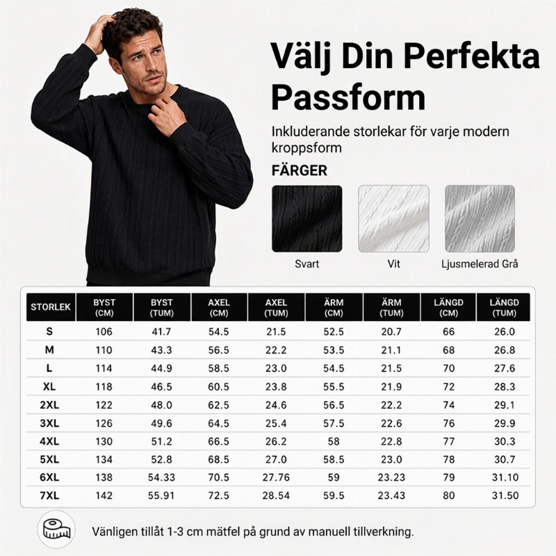 🧶 Herrtröja med flätstickning och rund hals – mjuk, varm, perfekt för höst och vinter, nu till halva priset! ✨-5