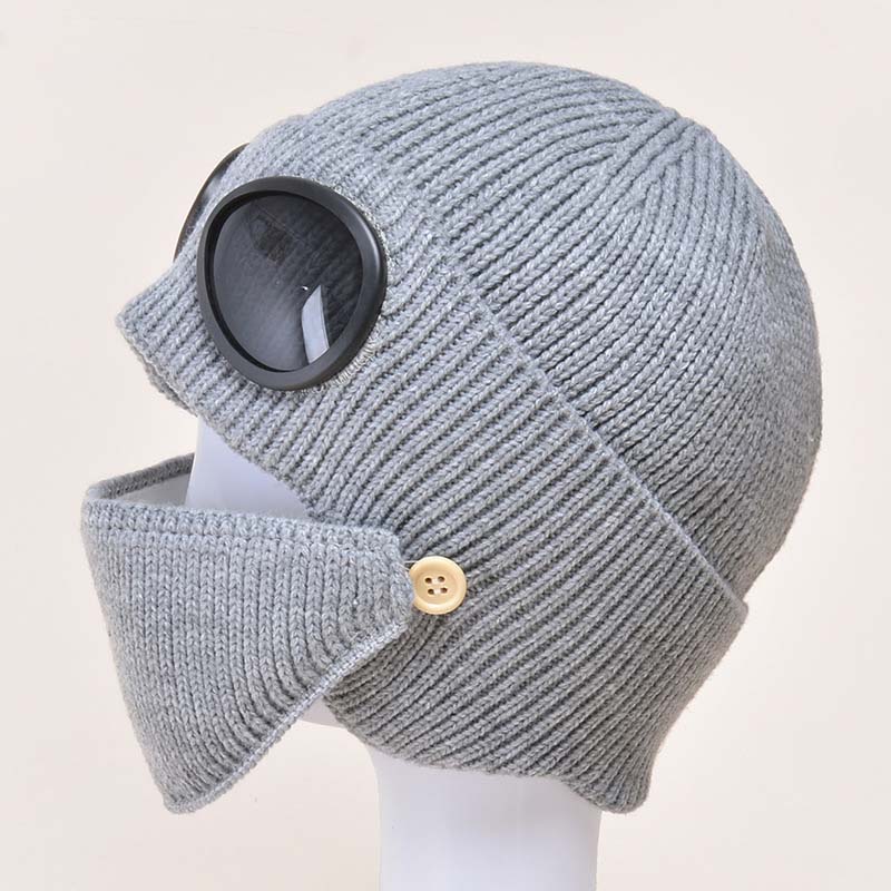 ⛷️ 3-i-1 – Mössa, skidglasögon och halsvärmare i ett! Unisex-stickad mössa, varm och vindtät 🧢-8