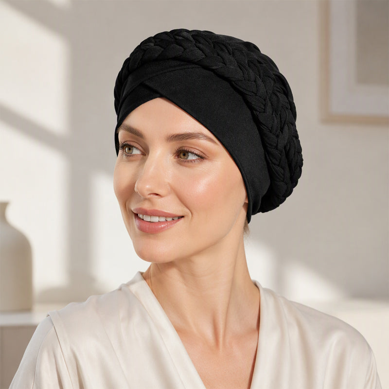 Elegant Turbanmössa för Kvinnor – Mjuk, Varm & Stilren Flätad Design för Höst och Vinter-8