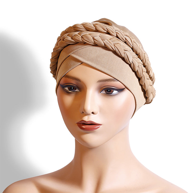 Elegant Turbanmössa för Kvinnor – Mjuk, Varm & Stilren Flätad Design för Höst och Vinter-14