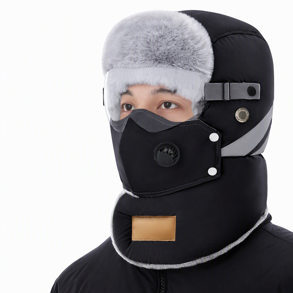 📦 Över 500 paket skickas varje dag! Vindtät, varm vintermössa i trapper-stil med inbyggd ansiktsmask-9