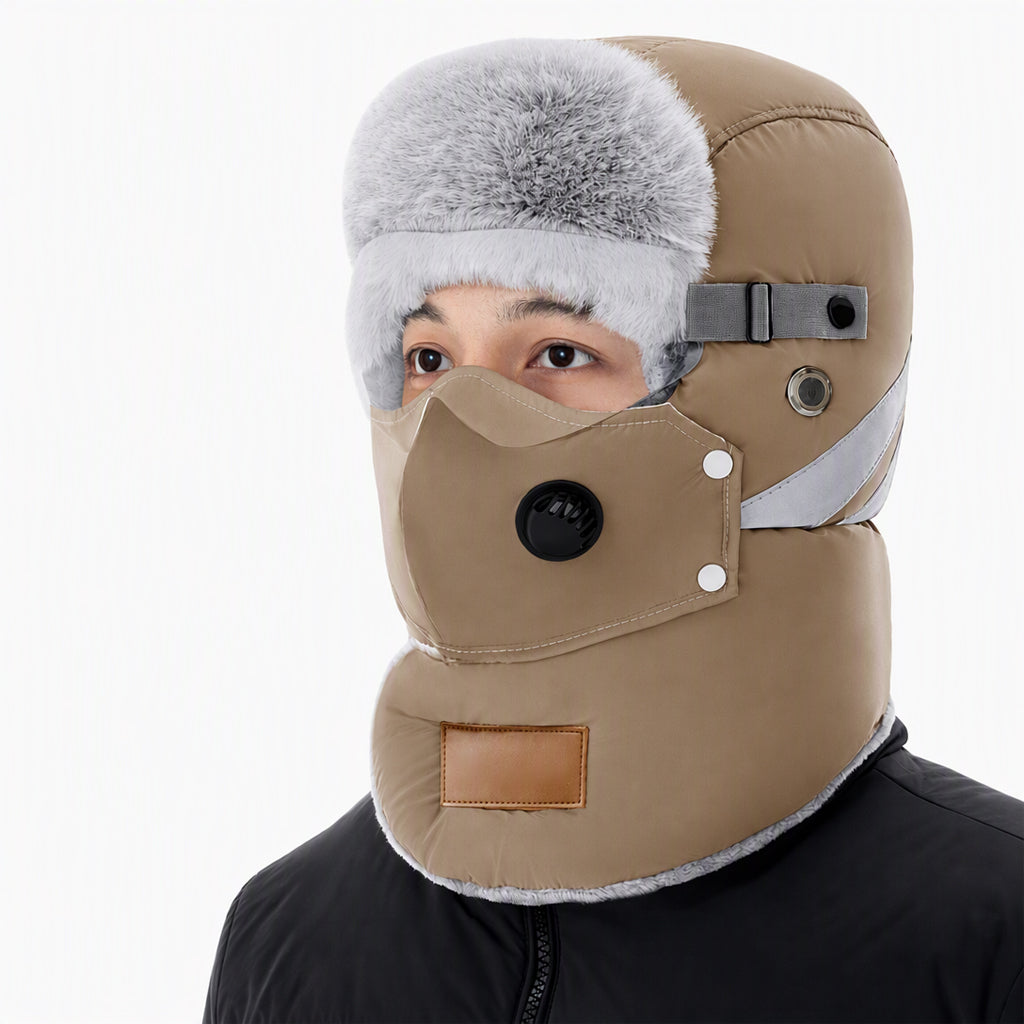 📦 Över 500 paket skickas varje dag! Vindtät, varm vintermössa i trapper-stil med inbyggd ansiktsmask-11
