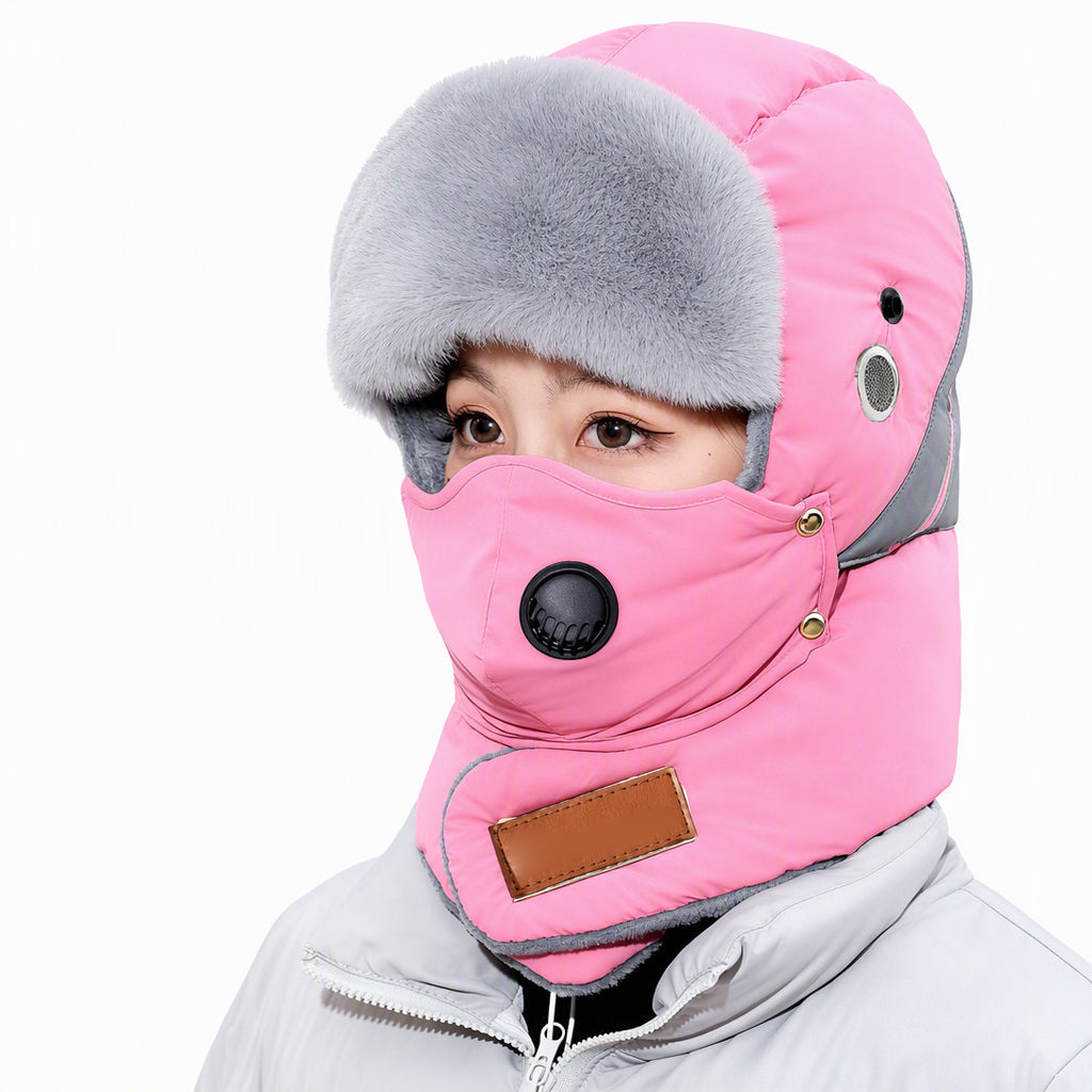 📦 Över 500 paket skickas varje dag! Vindtät, varm vintermössa i trapper-stil med inbyggd ansiktsmask-14