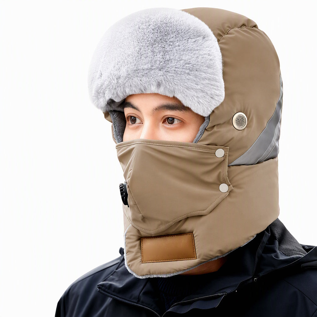 📦 Över 500 paket skickas varje dag! Vindtät, varm vintermössa i trapper-stil med inbyggd ansiktsmask-13