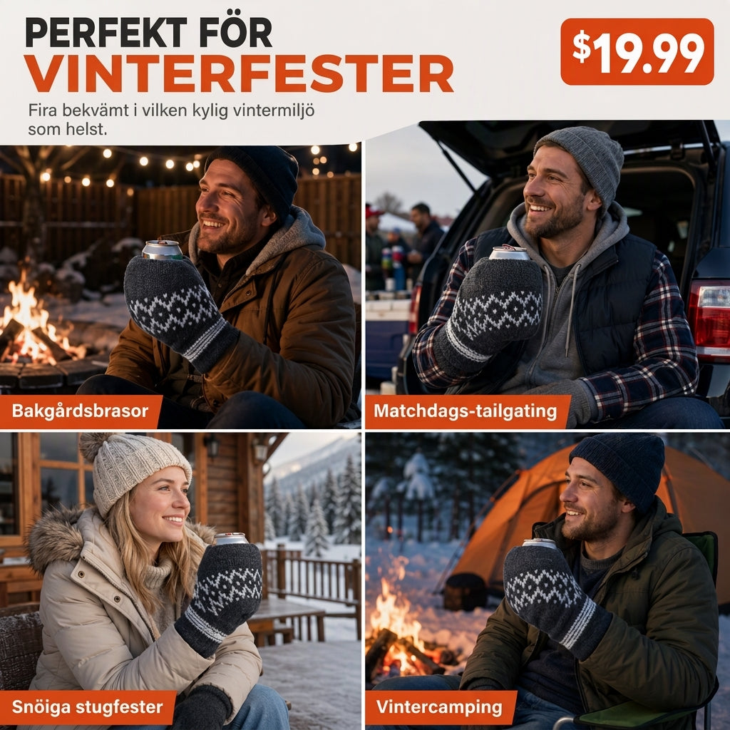 🍺 Stickade dryckesvantar för vinter – isolerade, värmande, passar burkar och flaskor, perfekta för utomhusfester! ✨-3