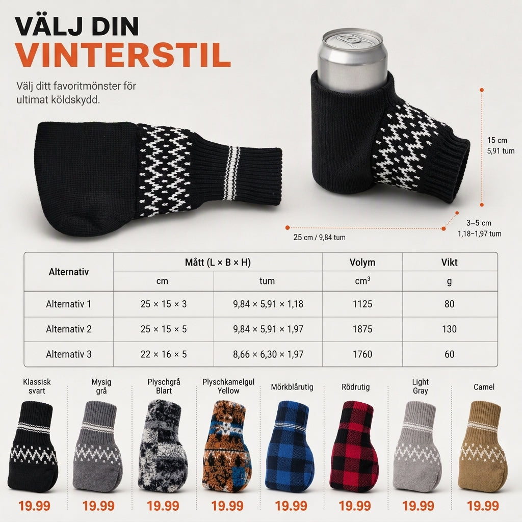 🍺 Stickade dryckesvantar för vinter – isolerade, värmande, passar burkar och flaskor, perfekta för utomhusfester! ✨-4