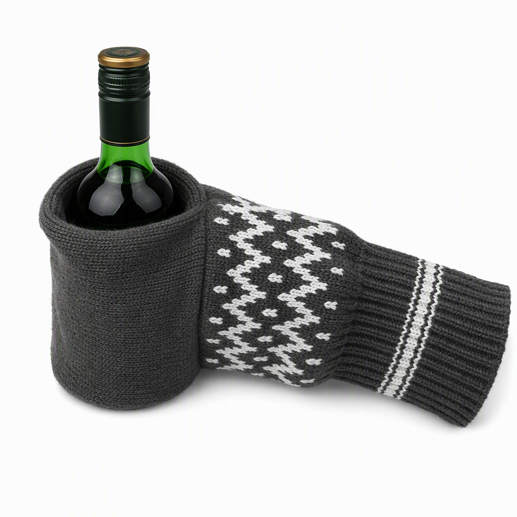 🍺 Stickade dryckesvantar för vinter – isolerade, värmande, passar burkar och flaskor, perfekta för utomhusfester! ✨-13