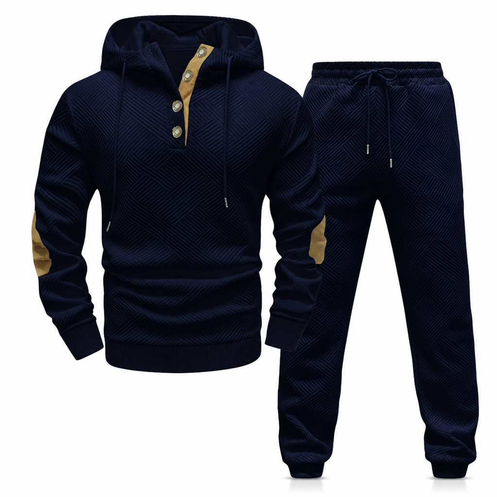 🔥Fri frakt✈️2-delat jacquard-träningsset för herrar – avslappnad hoodie med matchande joggingbyxor, bekvämt och snyggt för hösten och vintern 👕-13