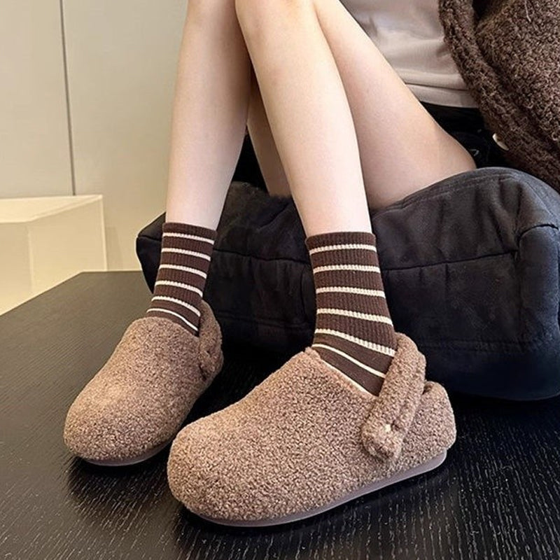 🔥50 % rabatt! Täta tå-slippers i fuskpäls för kvinnor-8