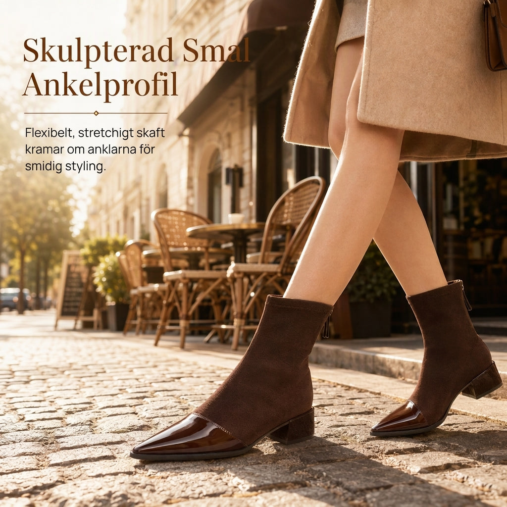 🔥Populär produkt! ✨Stövletter för dam med spetsig tå, stretchigt skaft och låg klack-2