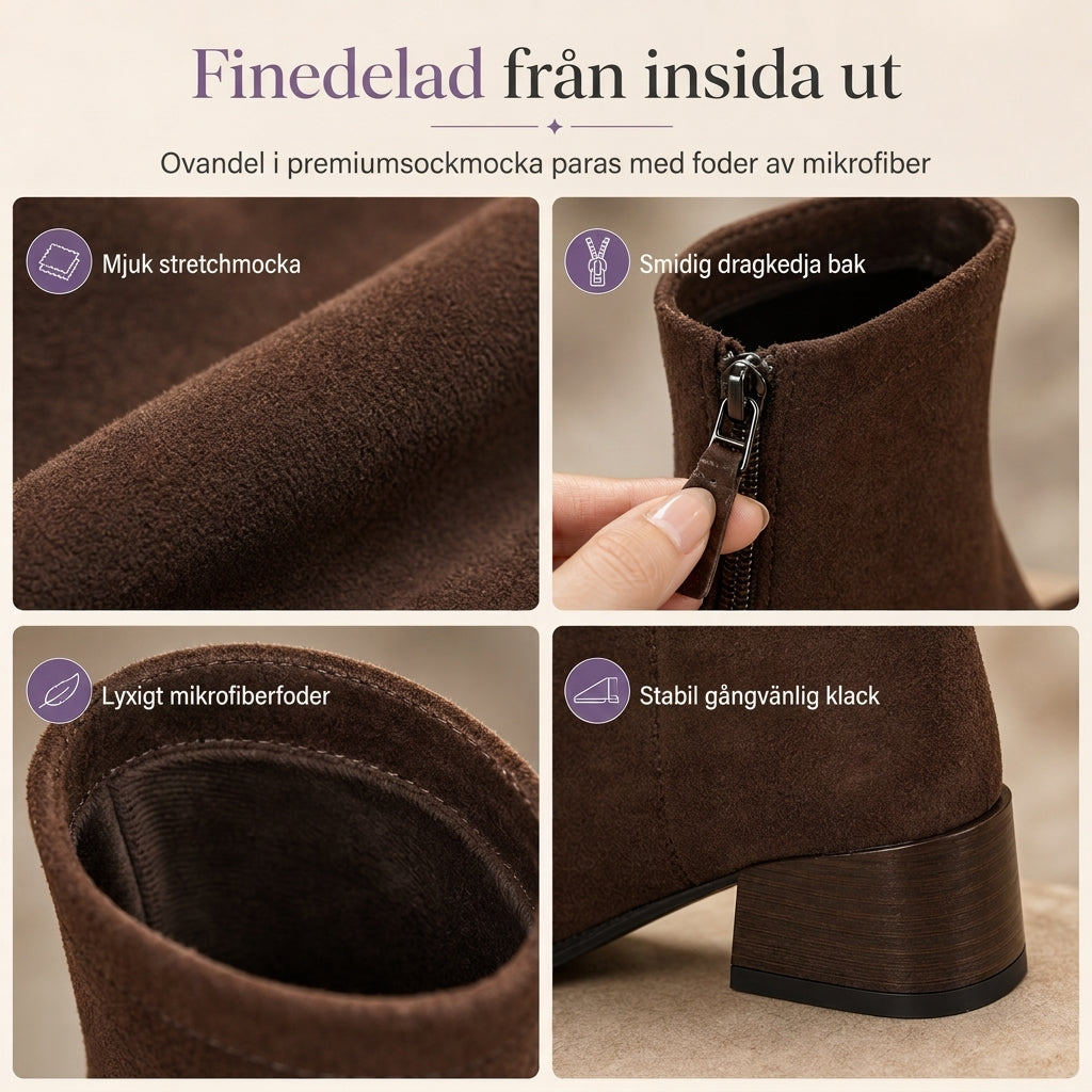 🔥Populär produkt! ✨Stövletter för dam med spetsig tå, stretchigt skaft och låg klack-3