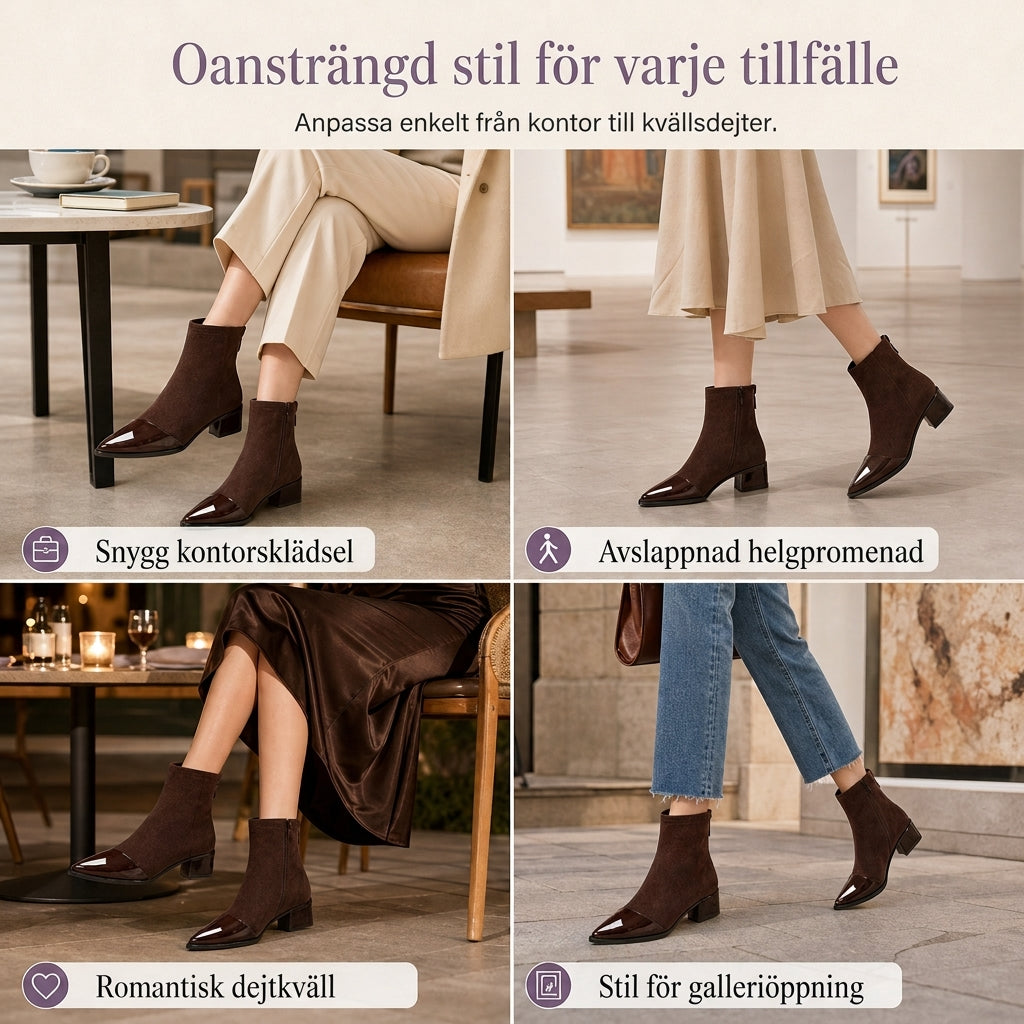🔥Populär produkt! ✨Stövletter för dam med spetsig tå, stretchigt skaft och låg klack-5
