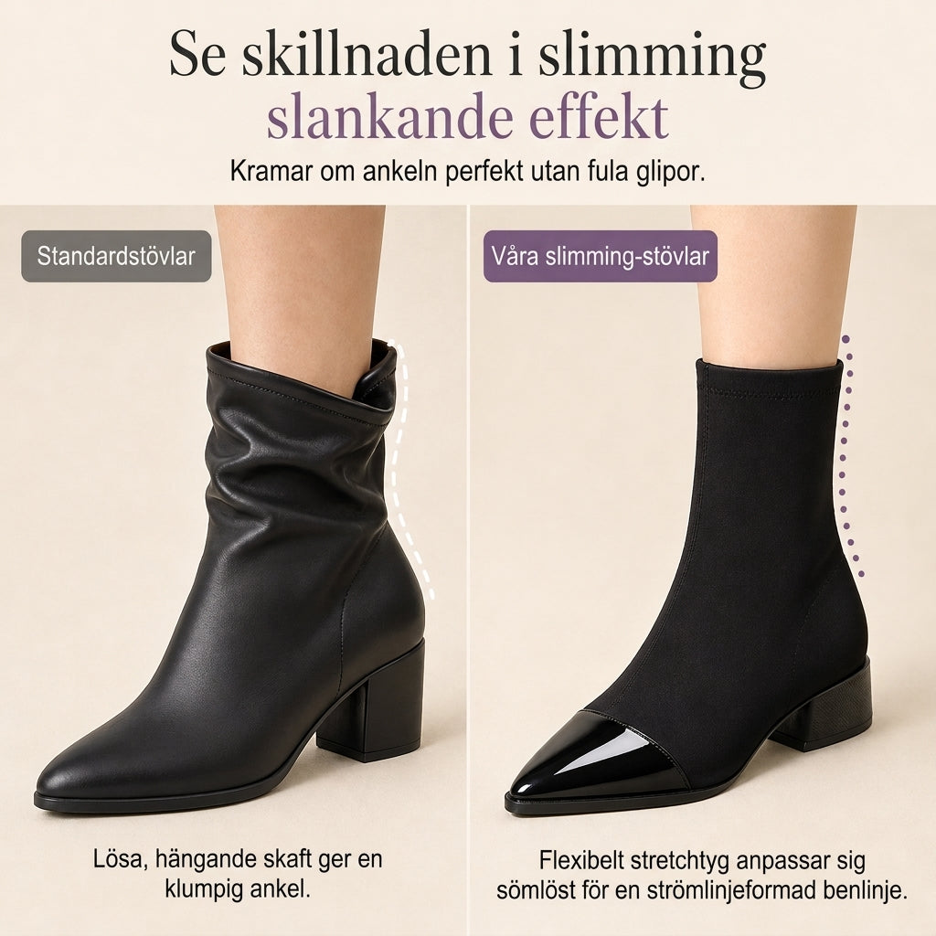 🔥Populär produkt! ✨Stövletter för dam med spetsig tå, stretchigt skaft och låg klack-7