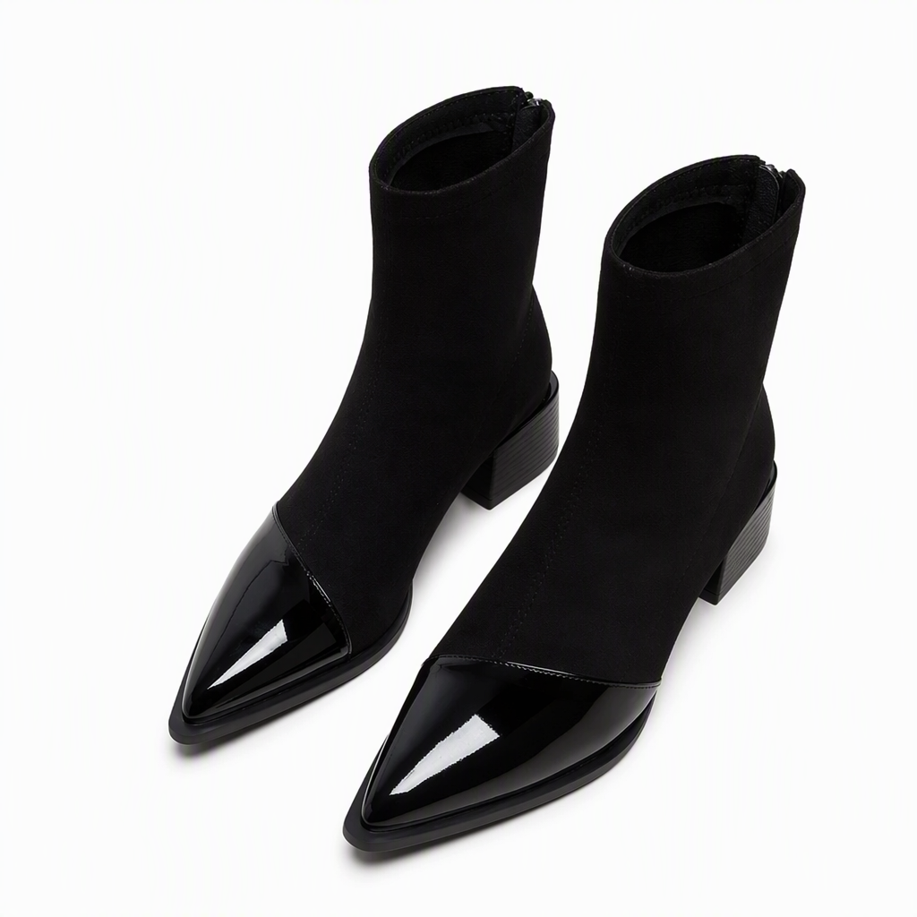 🔥Populär produkt! ✨Stövletter för dam med spetsig tå, stretchigt skaft och låg klack-8