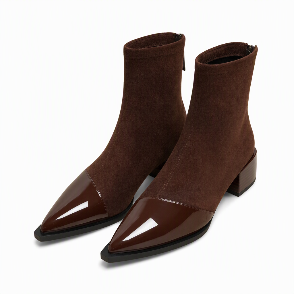 🔥Populär produkt! ✨Stövletter för dam med spetsig tå, stretchigt skaft och låg klack-16