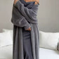 🥰 Nyhet! Lång damkofta i fleece med imiterad päls, en fluffig oversized stickad kofta för höst och vinter-9