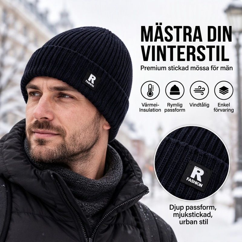 🧢 Lösstickad varm mössa för män – mjuk, bekväm och perfekt för kalla höst- och vinterdagar! ✨