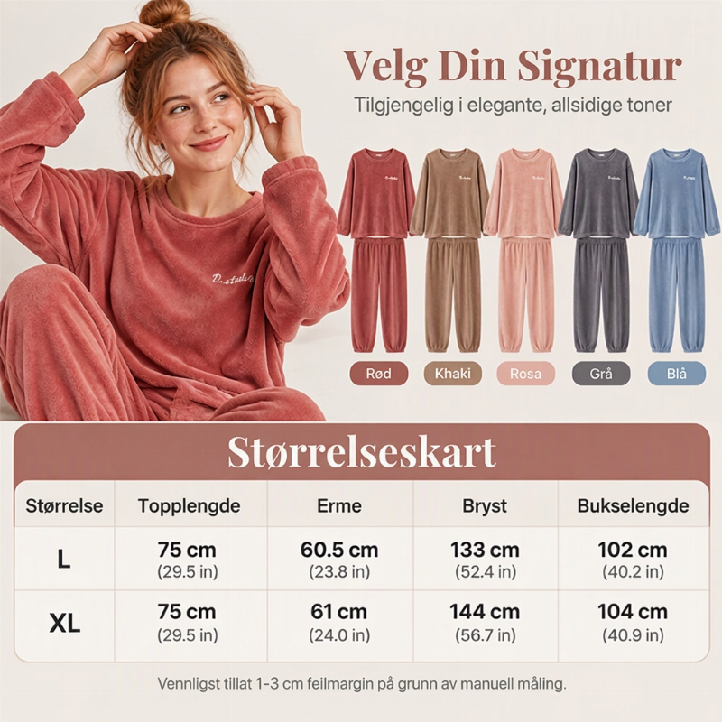 Mysigt och varmt pyjamas-set i korallfärgad sammet för kvinnor🔥❄️-2