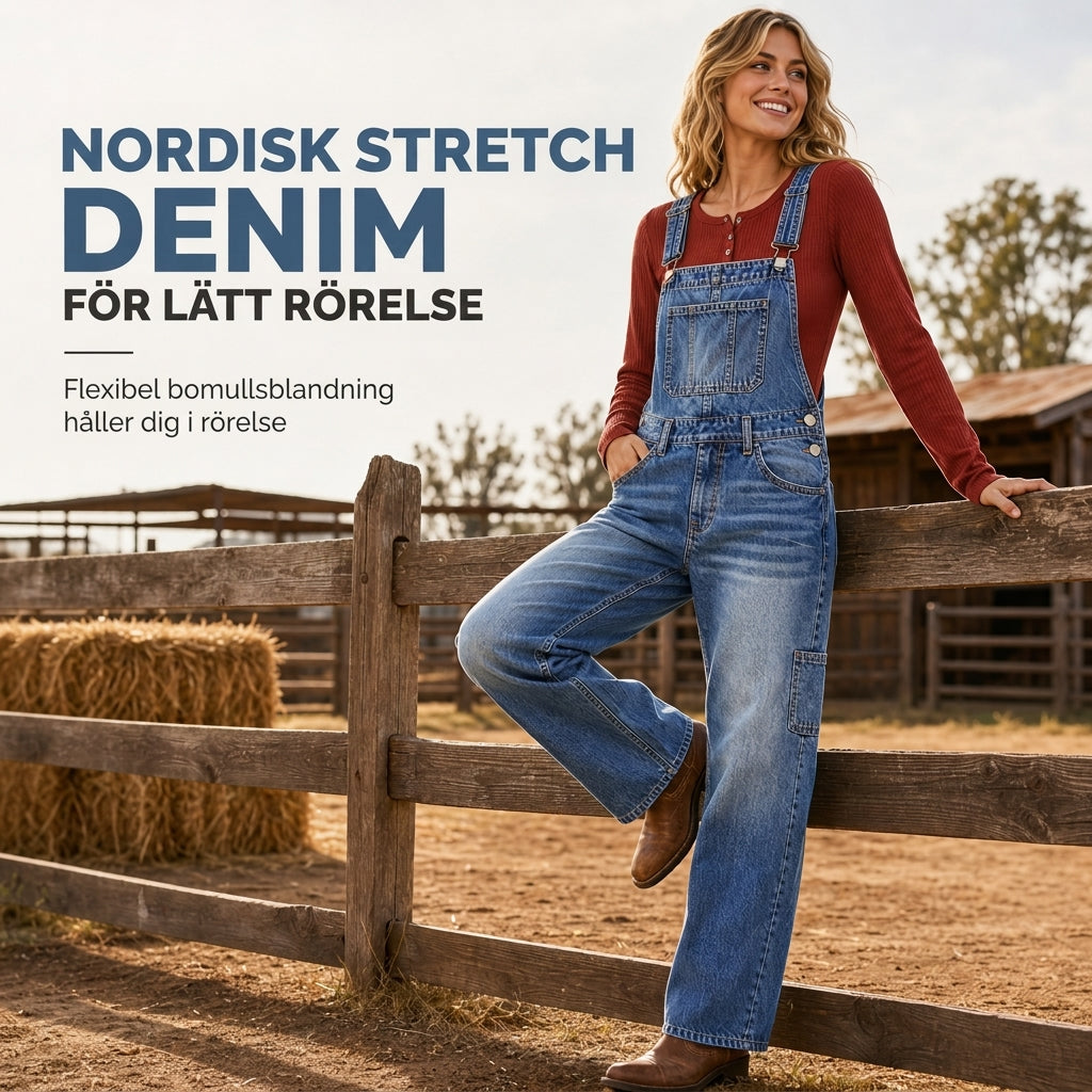 🚚 Fri frakt på just den här produkten!  👖 Vintage denim-overall för dam med hängslen och raka ben – stretchig, bekväm och tidlös, perfekt för vardag och höst! ✨-2
