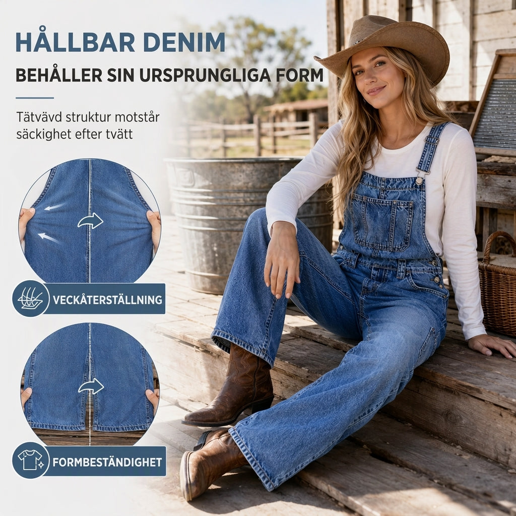 🚚 Fri frakt på just den här produkten!  👖 Vintage denim-overall för dam med hängslen och raka ben – stretchig, bekväm och tidlös, perfekt för vardag och höst! ✨-5