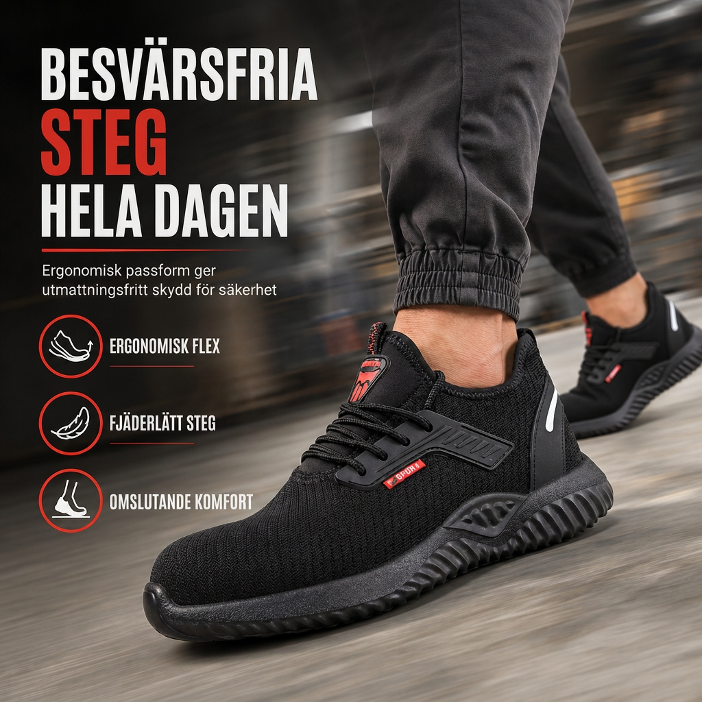 Herrar säkerhetsskor med stålhätta, andningsbara arbetsstövlar, lätta, punkteringsskyddade skyddsskor-5