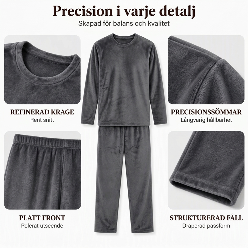 🛌Tvådelat flanellset herr – mjuk borstad velour med rak passform✨-1