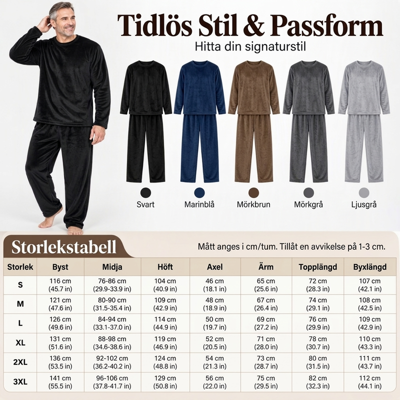 🛌Tvådelat flanellset herr – mjuk borstad velour med rak passform✨-2