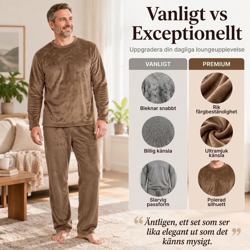 🛌Tvådelat flanellset herr – mjuk borstad velour med rak passform✨-3