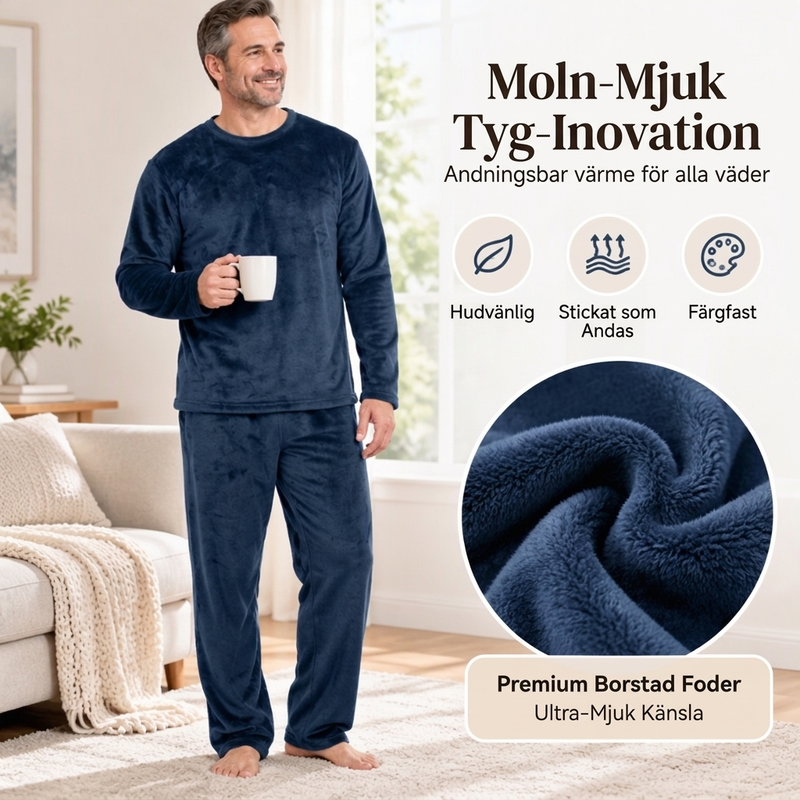 🛌Tvådelat flanellset herr – mjuk borstad velour med rak passform✨-4