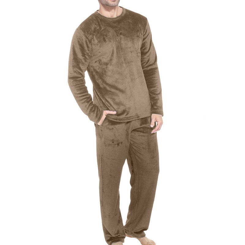 🛌Tvådelat flanellset herr – mjuk borstad velour med rak passform✨-12
