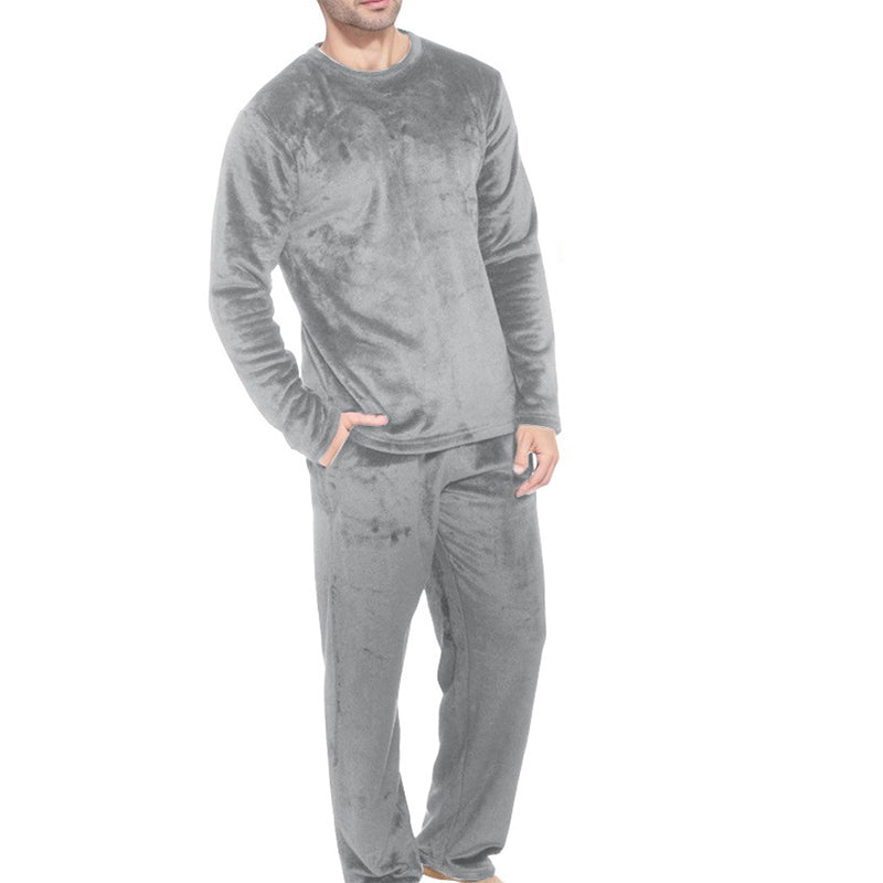 🛌Tvådelat flanellset herr – mjuk borstad velour med rak passform✨-13