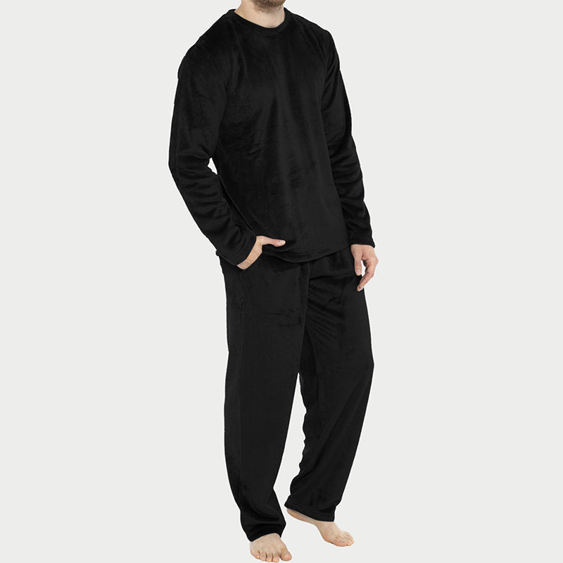 🛌Tvådelat flanellset herr – mjuk borstad velour med rak passform✨-14