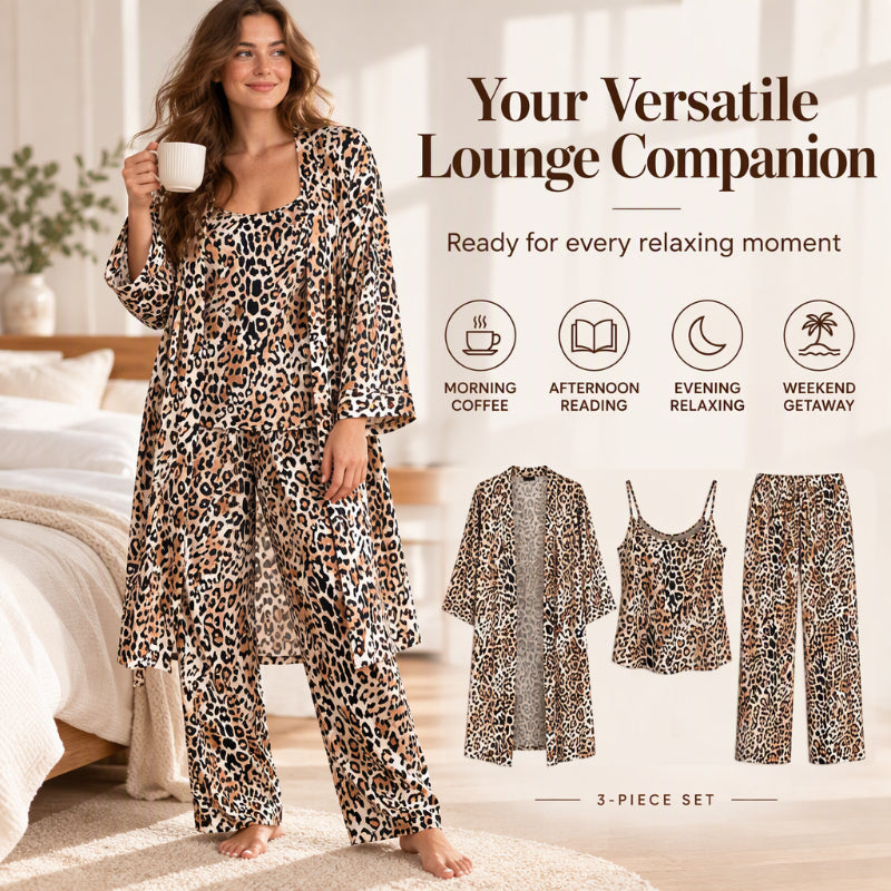 🔥50 % rabatt! Damens eleganta blommiga 3-delade pyjamas-5