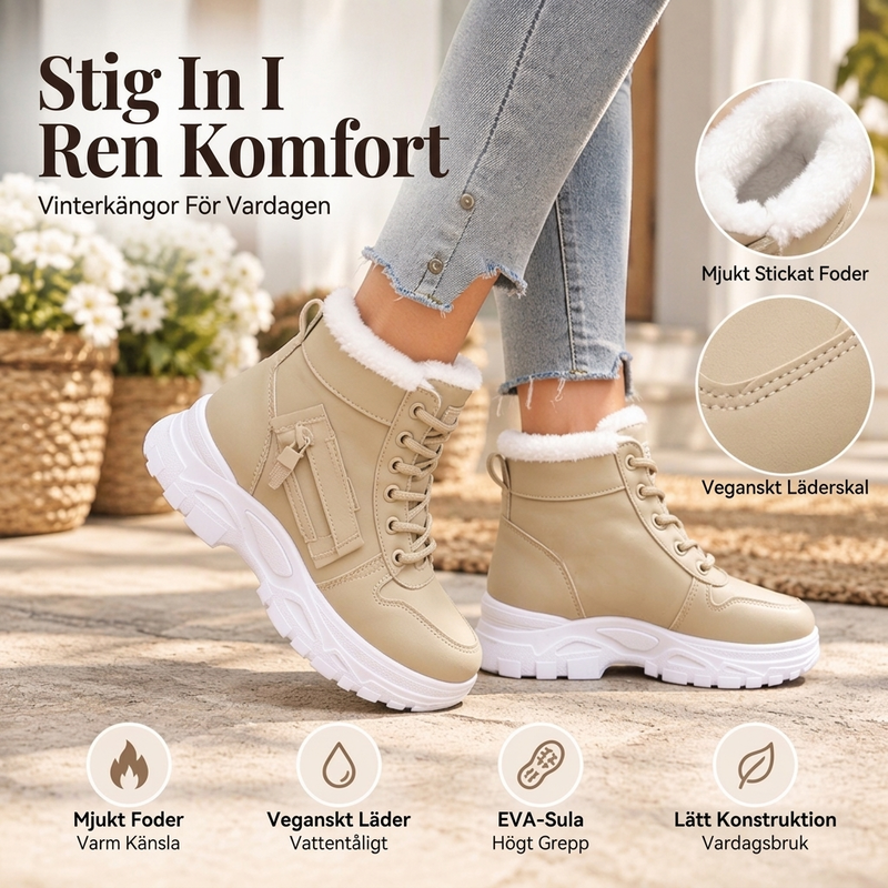 👢50 % rabatt🍂Vinterstövlar för damer med fleecefoder – lätta, värmande och stänkskyddade-1