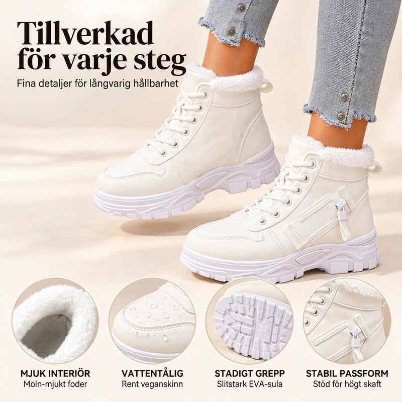 👢50 % rabatt🍂Vinterstövlar för damer med fleecefoder – lätta, värmande och stänkskyddade-2