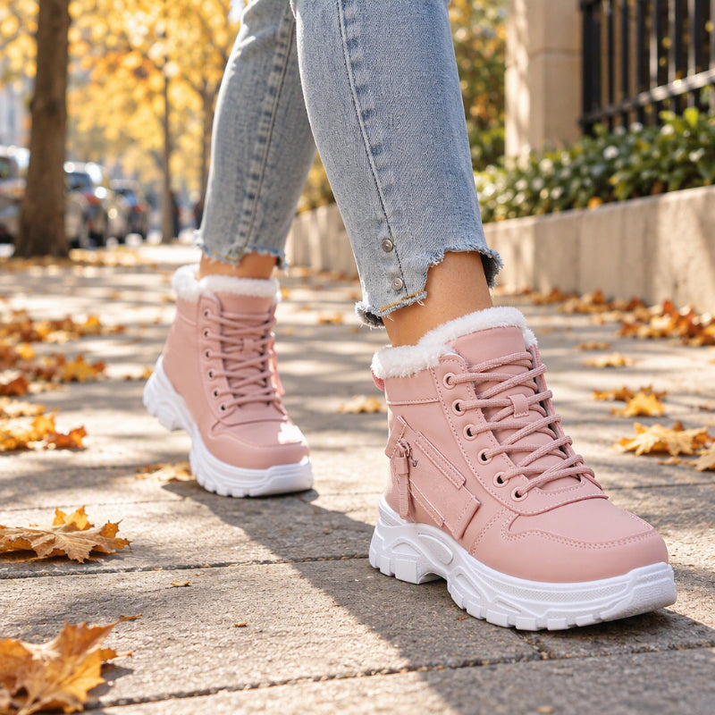 👢50 % rabatt🍂Vinterstövlar för damer med fleecefoder – lätta, värmande och stänkskyddade-8