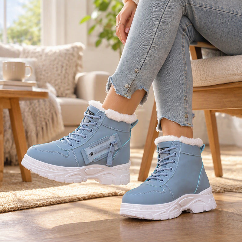 👢50 % rabatt🍂Vinterstövlar för damer med fleecefoder – lätta, värmande och stänkskyddade-9