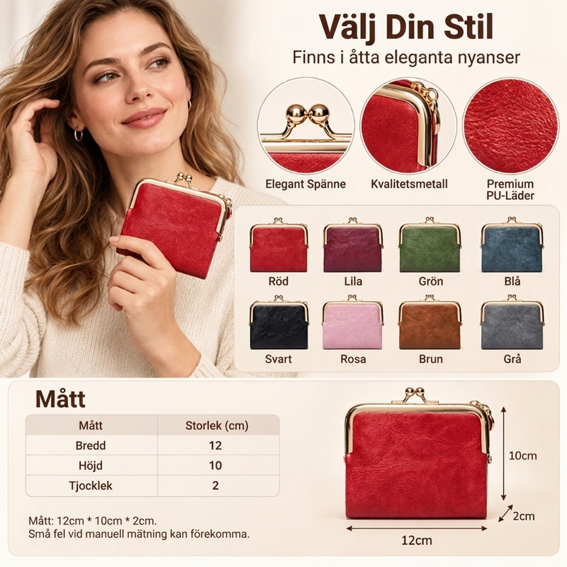 👛 Vintageplånbok med kisslås och flera kortfack – rymlig, elegant och praktisk, perfekt för vardag och fest! ✨-2