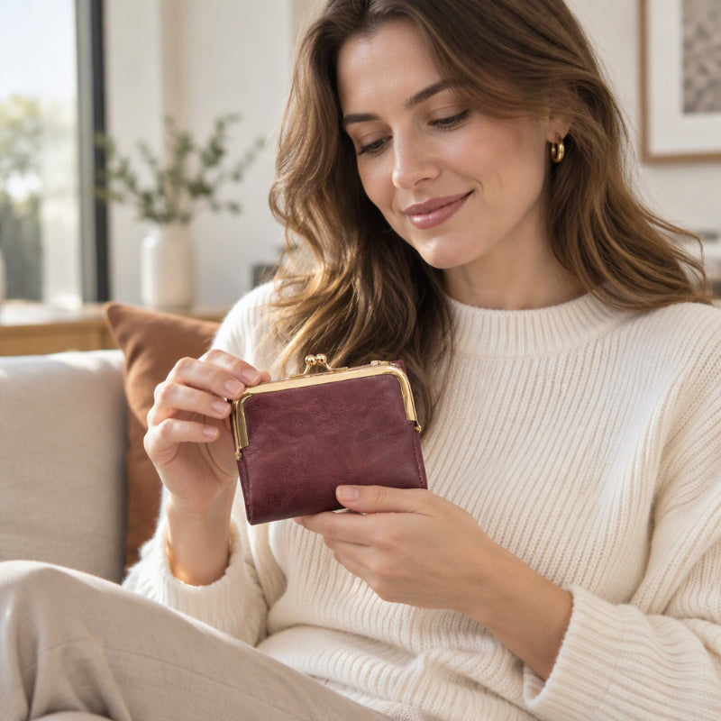 👛 Vintageplånbok med kisslås och flera kortfack – rymlig, elegant och praktisk, perfekt för vardag och fest! ✨-6