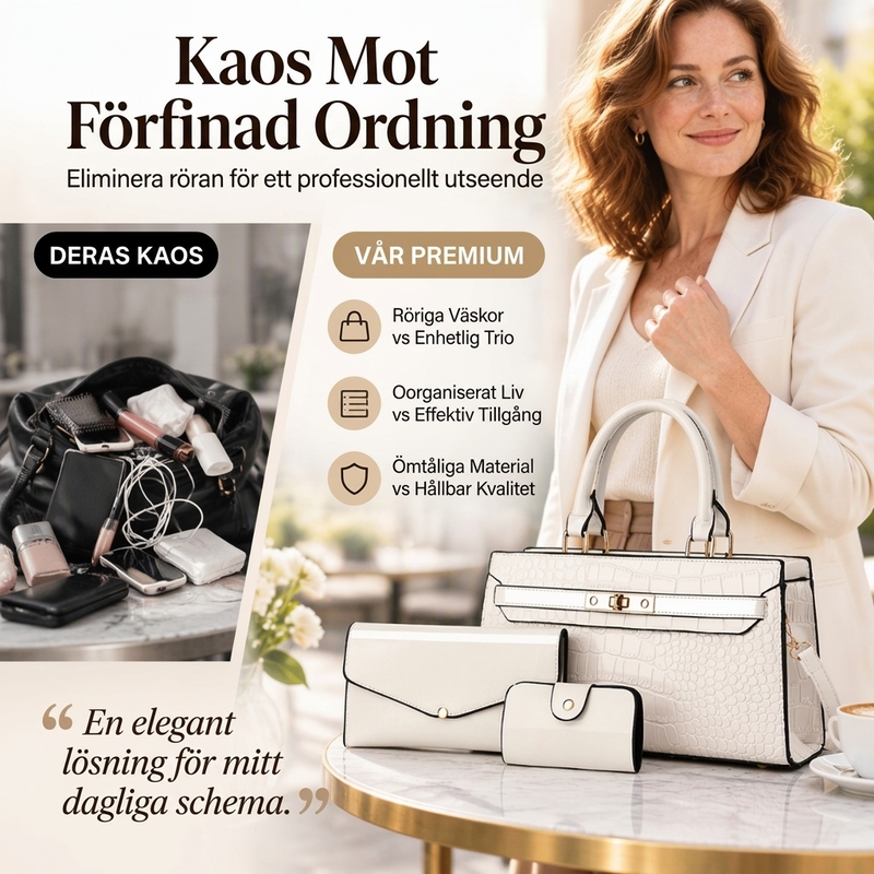 🔥50 % rabatt! Handväska med krokodilmönster, 3-delars set-2