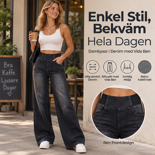 🚚 Fri frakt på just den här produkten!  🖤Black Friday – Förhandstillgång: 50 % Rabatt👖kvinnors avslappnade jeans med stretch och vida ben