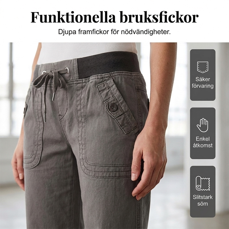 🎉 Nyhet! 👖 Lågmidjade byxor med dragsko – bekväma, mjuka och mångsidiga, perfekta för vardag och höst. ✨-3
