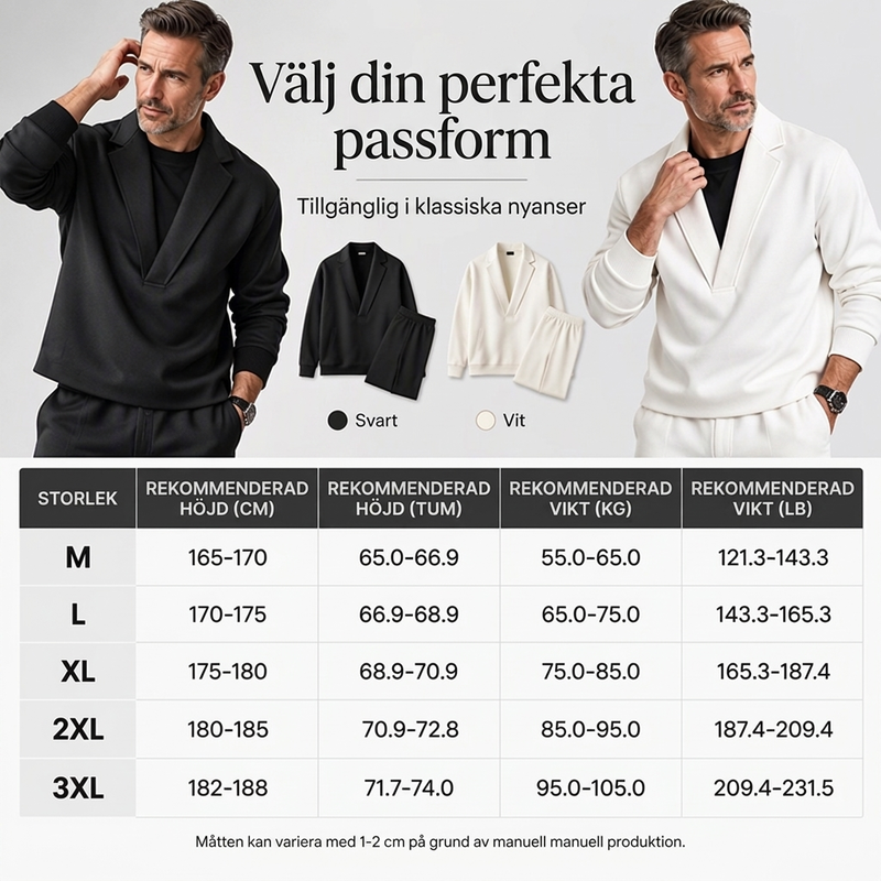 🚚 Fri frakt på just den här produkten!  🔥Herrset i twill med sweatshirt med fållkrage och byxor-5