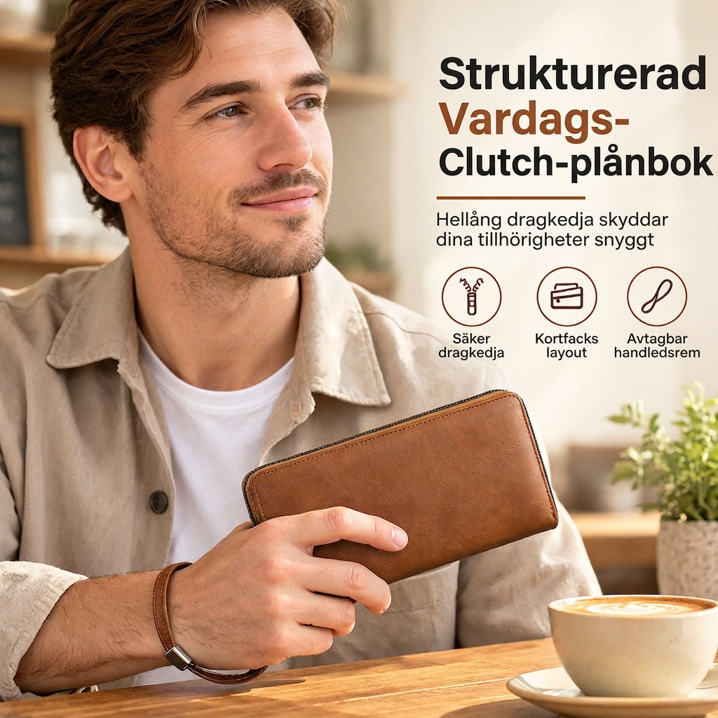 💼Herrplånbok med dragkedja, stor kapacitet, multifunktionell, kortfack, fickfodral