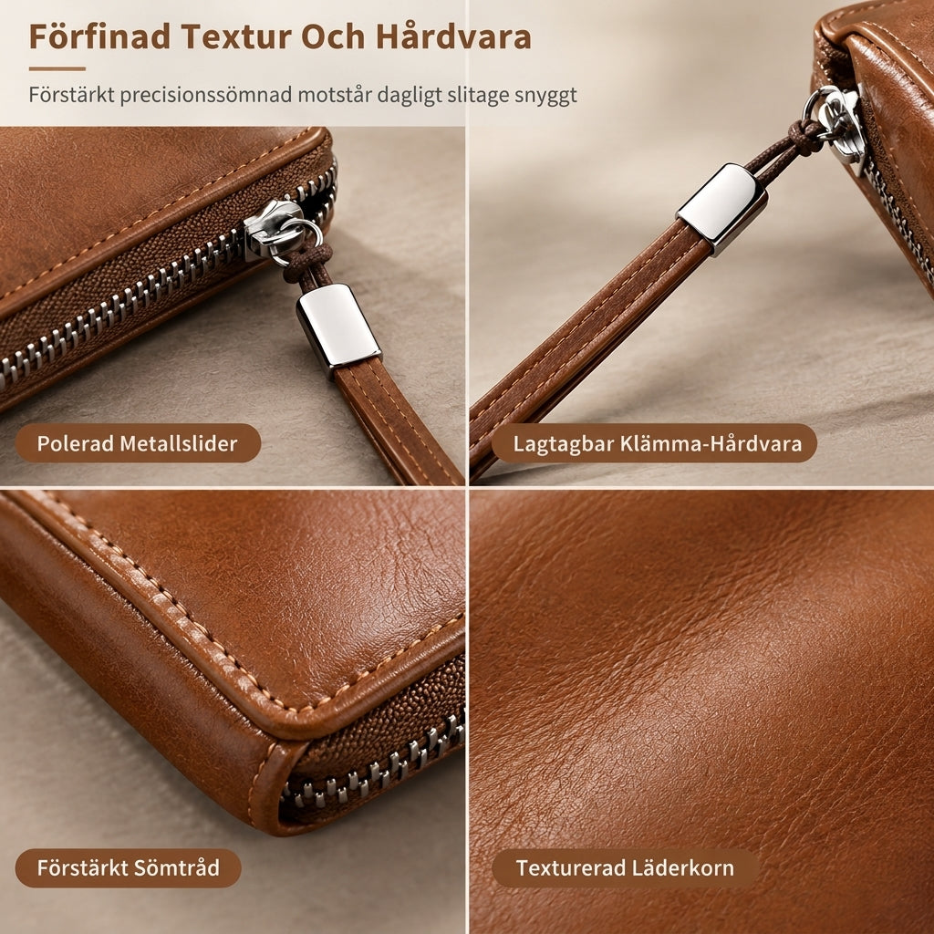 💼Herrplånbok med dragkedja, stor kapacitet, multifunktionell, kortfack, fickfodral-4