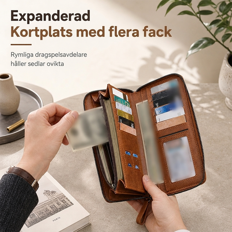 💼Herrplånbok med dragkedja, stor kapacitet, multifunktionell, kortfack, fickfodral-2