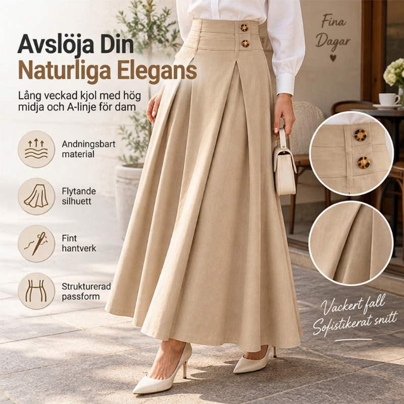 💥 Tidsbegränsat erbjudande 👗 Kvinnlig högmidjad, veckad A-linje-maxi kjol ✨ Hög midja, veckad design, flytande A-linje långkjol