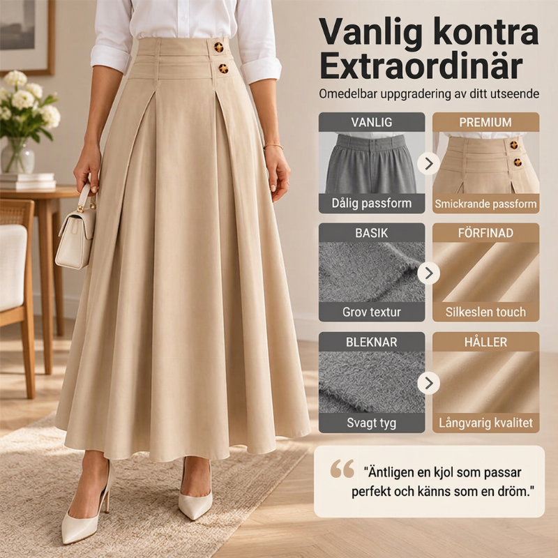 💥 Tidsbegränsat erbjudande 👗 Kvinnlig högmidjad, veckad A-linje-maxi kjol ✨ Hög midja, veckad design, flytande A-linje långkjol-2