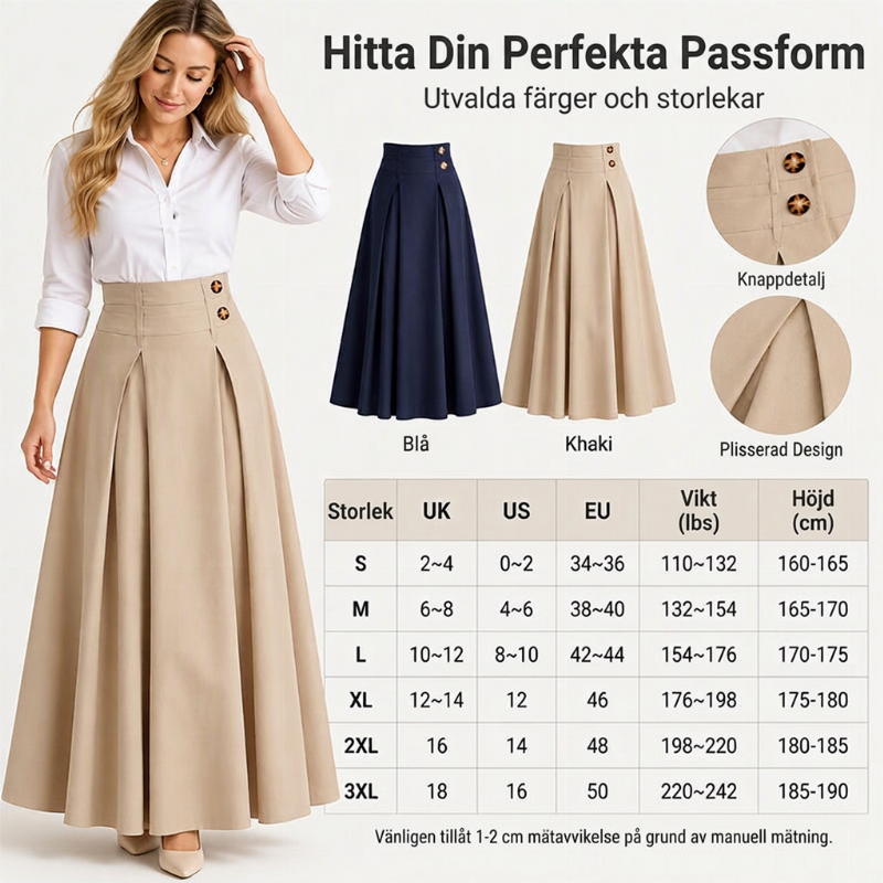 💥 Tidsbegränsat erbjudande 👗 Kvinnlig högmidjad, veckad A-linje-maxi kjol ✨ Hög midja, veckad design, flytande A-linje långkjol-5