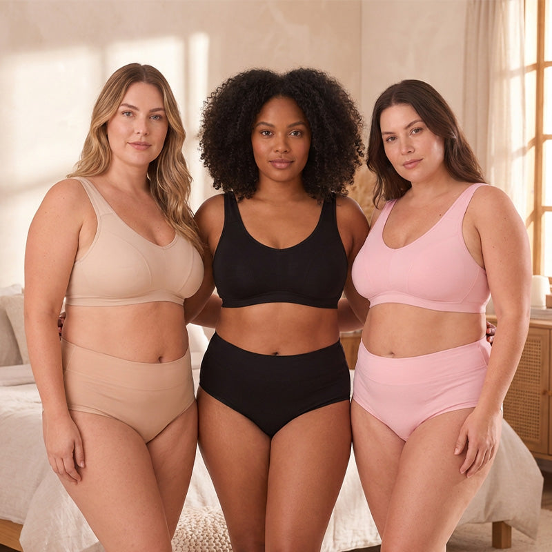 🌸 3-pack Bekväma menstruationstrosor (Plus size) – Andas, formar & skyddar mot läckage-7